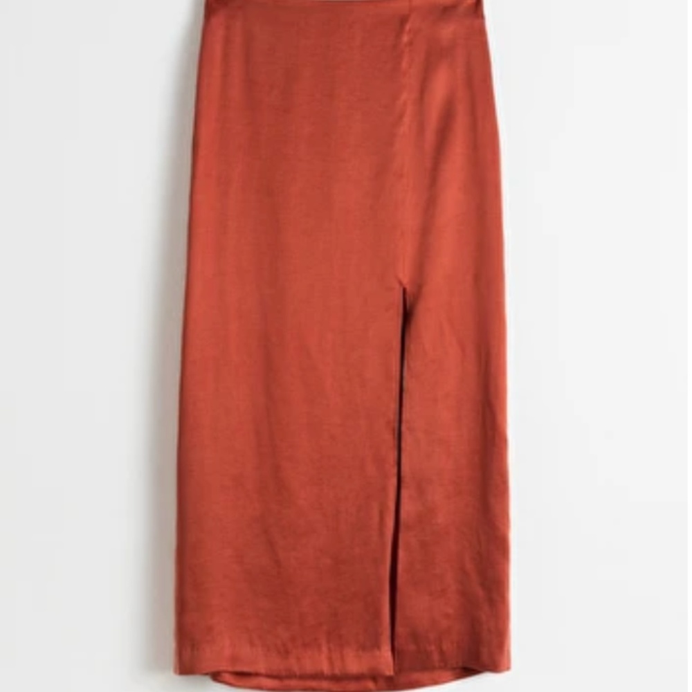 & Other Stories Silk Rust midi skirt